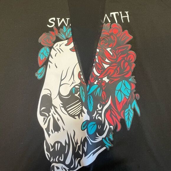 NWOT SHEIN curve black t shirt with sheer v neck cutout plus size 4xl - Picture 2 of 4